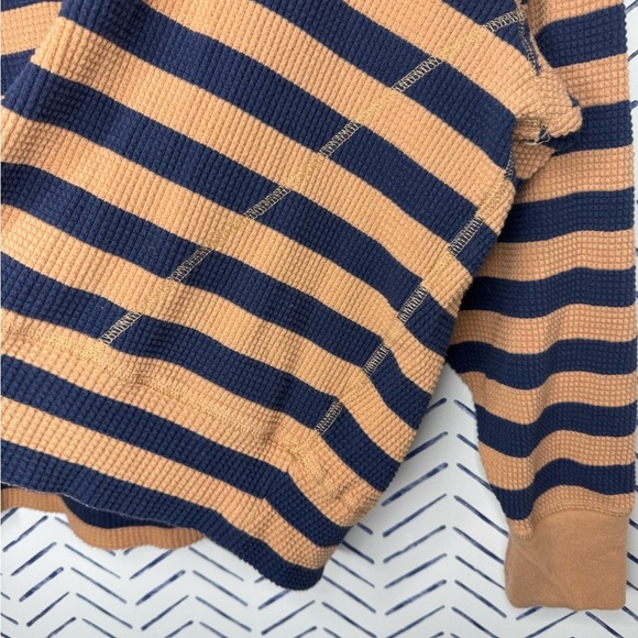 Aerie Offline Oversized Waffle Shirt Striped blue tan Medium - Picture 3 of 5